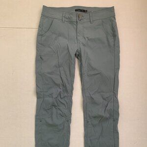 Prana Halle Pants Sz 8 Women’s Gray Stretch Roll-up Snap Hiking Outdoors Active